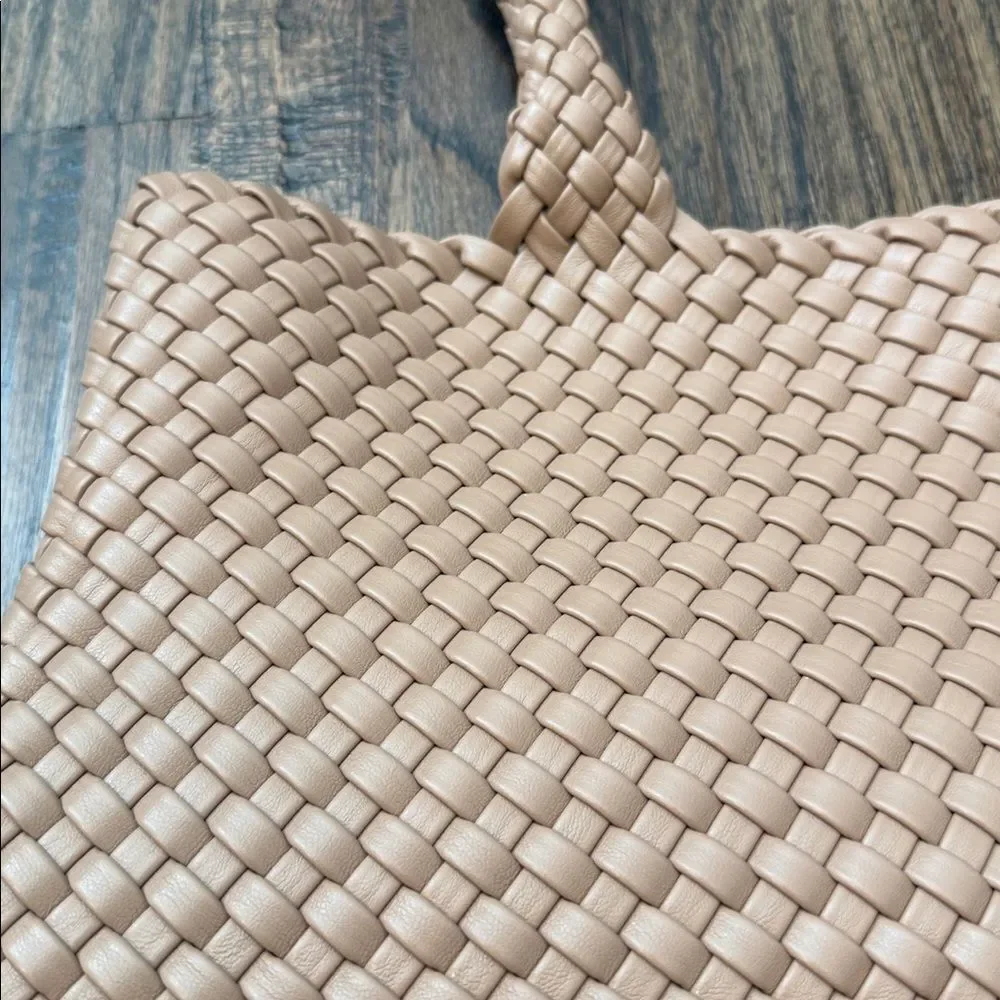 Woven Tote Bag Womens Purse: Vegan Leather Shoulder Handbags